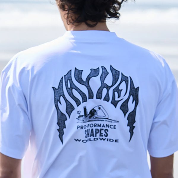ハイブリッド ラッシュガードTシャツ [MEYHEM SPRAY] WHITE 水陸両用