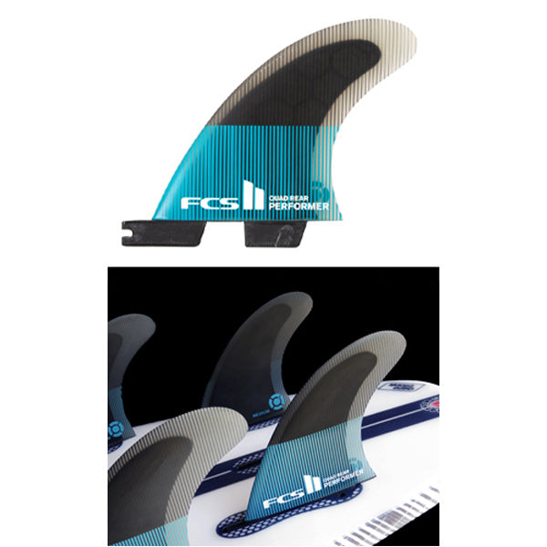 PERFORMER PC / TEAL / QUAD rear fins, set of 2, S, M, L