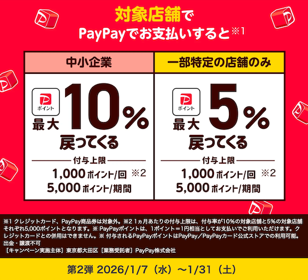 また始まりますよ～！  『キャッシュレスで生活応援！大田区でポイントが戻ってくるキャンペーン！』1月7日から始まります！