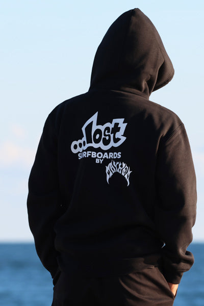 LOST Surfboards Sweat Pullover Parka (Fleece Lining) BLACK