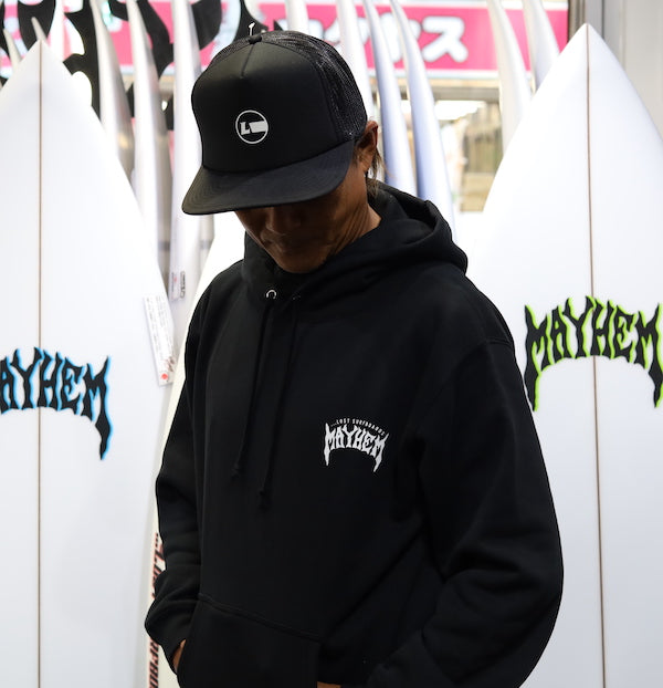 フラットバイザーメッシュキャップ [Racing Icon] BLACK