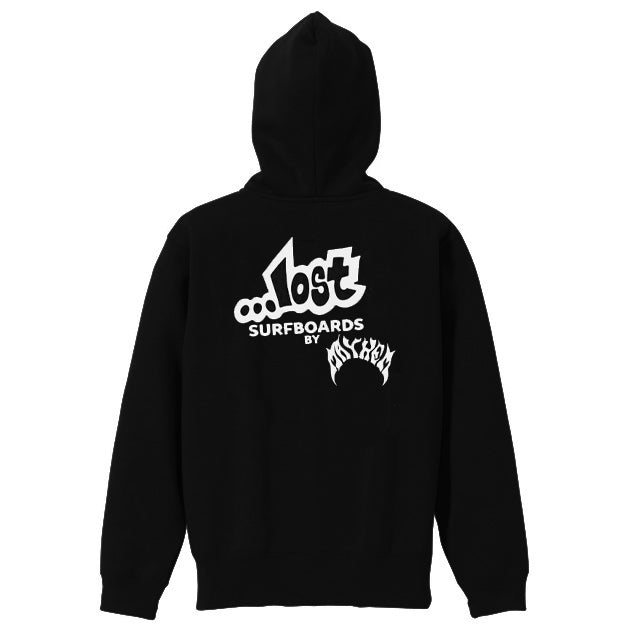 LOST Surfboards Sweat Pullover Parka (Fleece Lining) BLACK