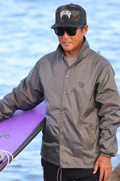 LOST Surfboards Nylon Coach Jacket (Lined) CHARCOAL