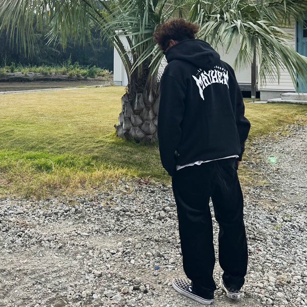 10oz スウェットフルジップパーカ [MAYHEM DESIGN]（裏起毛）BLACK