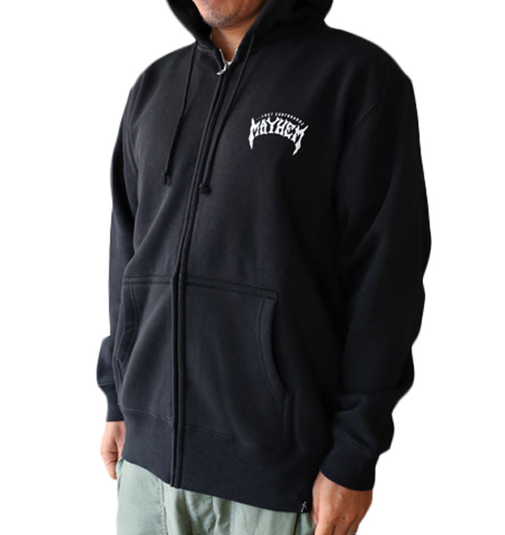 10OZ スウェットフルジップパーカ [MAYHEM DESIGN]（裏起毛）BLACK