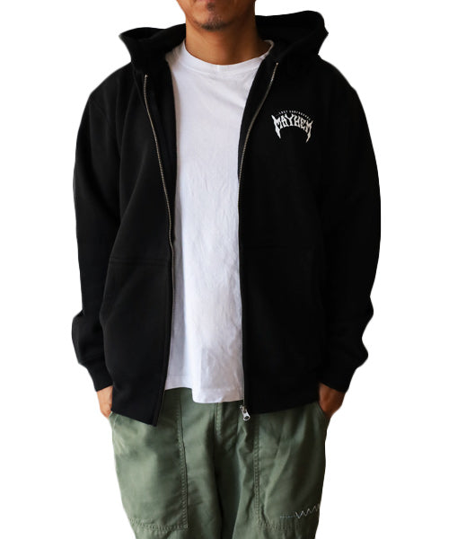 10oz スウェットフルジップパーカ [MAYHEM DESIGN]（裏起毛）BLACK
