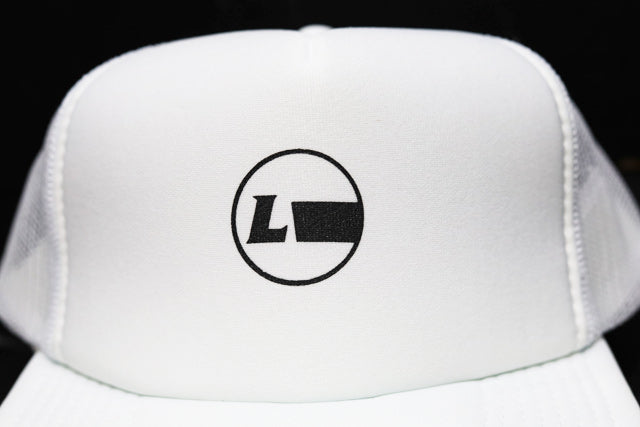 Flat visor mesh cap [Racing Icon] WHITE