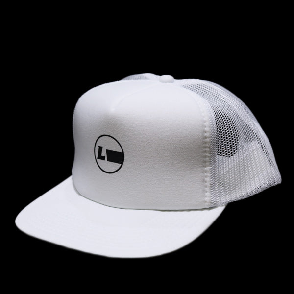 Flat visor mesh cap [Racing Icon] WHITE