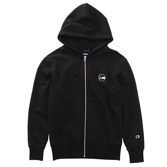 『Luvsurf x CHAMPION』フルジップスウェットパーカー [Racing Icon] BLACK