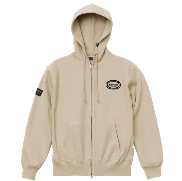 12oz ダブルジップパーカ [GOOD VIBES]（裏起毛）SAND BEIGE / XLサイズ