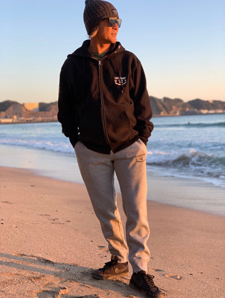Original 12oz Double Zip Hoodie [SINCE] (Fleece Lined) Black