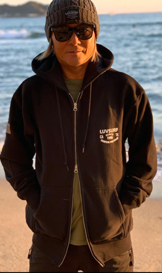 Original 12oz Double Zip Hoodie [SINCE] (Fleece Lined) Black