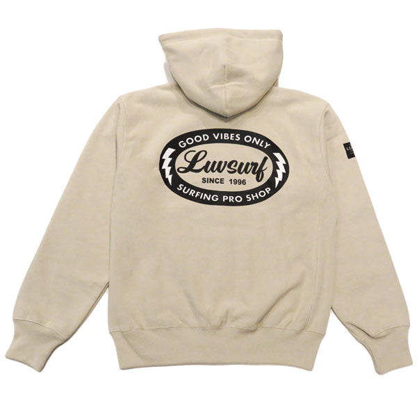 12oz ダブルジップパーカ [GOOD VIBES]（裏起毛）SAND BEIGE / XLサイズ