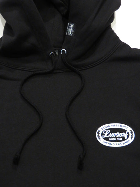 Original Sweatshirt Pullover Hoodie (Fleece Lined) [GOOD VIBES] BLACK