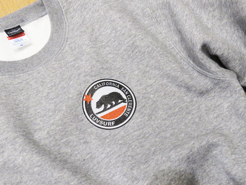 Crew neck sweatshirt (fleece lined) [Cali Bear] H.GREY