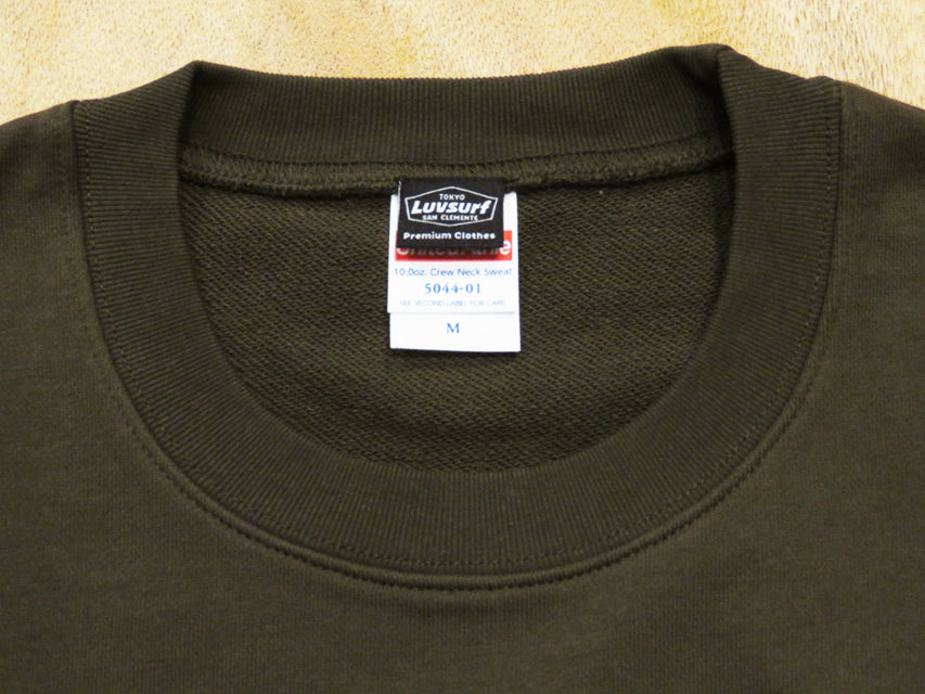 Crew neck sweatshirt (terry lining) [Cali Bear] OLIVE