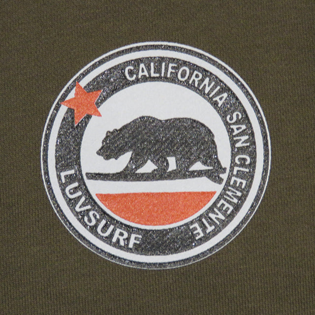 Crew neck sweatshirt (terry lining) [Cali Bear] OLIVE