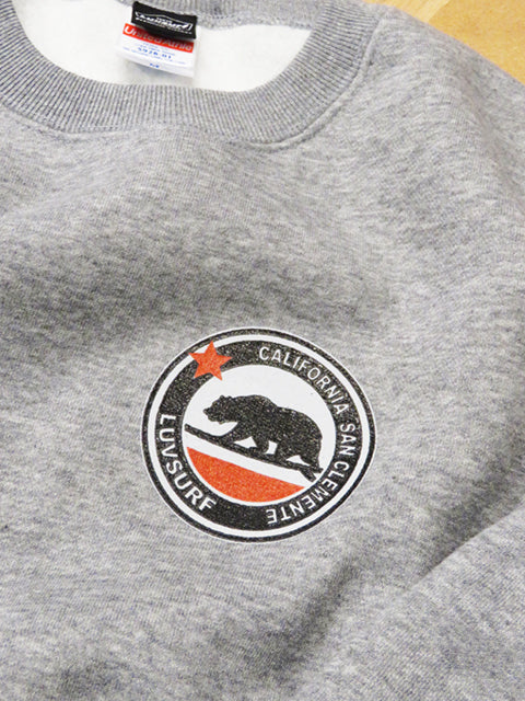 Crew neck sweatshirt (fleece lined) [Cali Bear] H.GREY