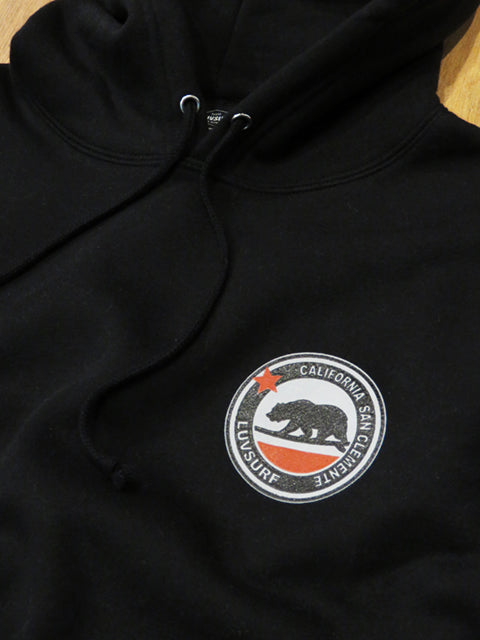 Cali Bear fleece-lined pullover hoodie in black