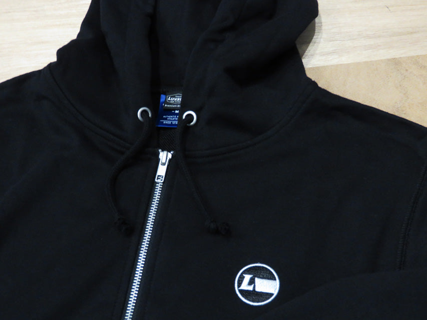 『Luvsurf x CHAMPION』Full Zip Sweat Hoodie [Racing Icon] BLACK