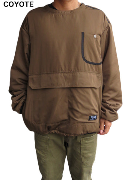 50%セール『POLeR』リバーシブル NYLON PUFF CREW / COYOTE/NAVY
