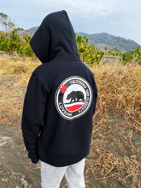 50% Off! Kids' Zip-Up Hoodie [Cali Bear] / Black
