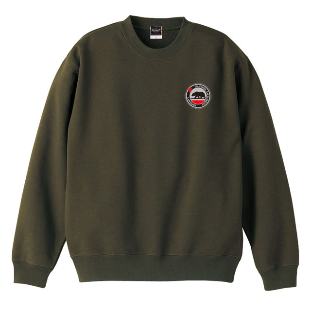 Crew neck sweatshirt (terry lining) [Cali Bear] OLIVE