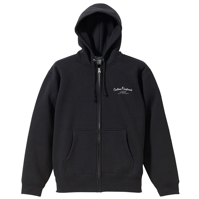 10oz スウェットフルジップパーカ [Custom Surfboards]（裏起毛）BLACK