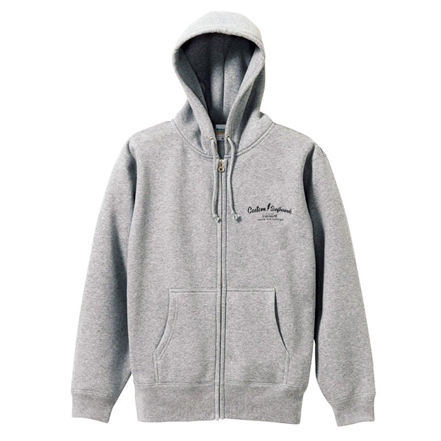 10oz スウェットフルジップパーカ [Custom Surfboards]（裏起毛）H.GREY