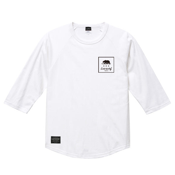 ラグラン 3/4スリーブ Tシャツ [The Square] WHITE / XLサイズ
