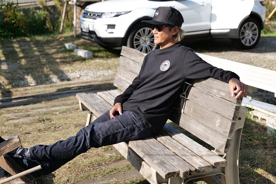 『Luvsurf』Original Long Sleeve T-Shirt [Cali Bear] BLACK
