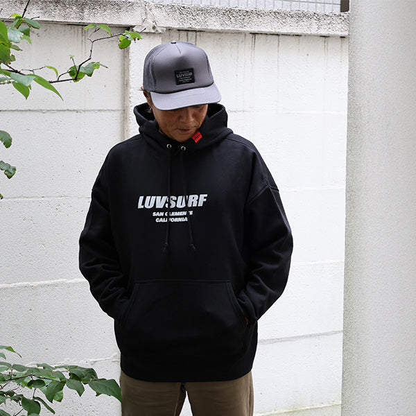 『Luvsurf』10ozビッグシルエットスウェットプルオーバーパーカ[SUB WAY] BLACK（裏起毛）