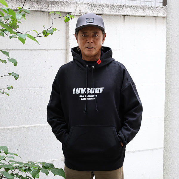 『Luvsurf』10ozビッグシルエットスウェットプルオーバーパーカ[SUB WAY] BLACK（裏起毛）