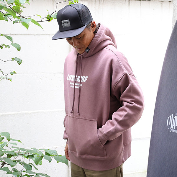 『Luvsurf』10ozビッグシルエットスウェットプルオーバーパーカ[SUB WAY] MERLOT（裏起毛）