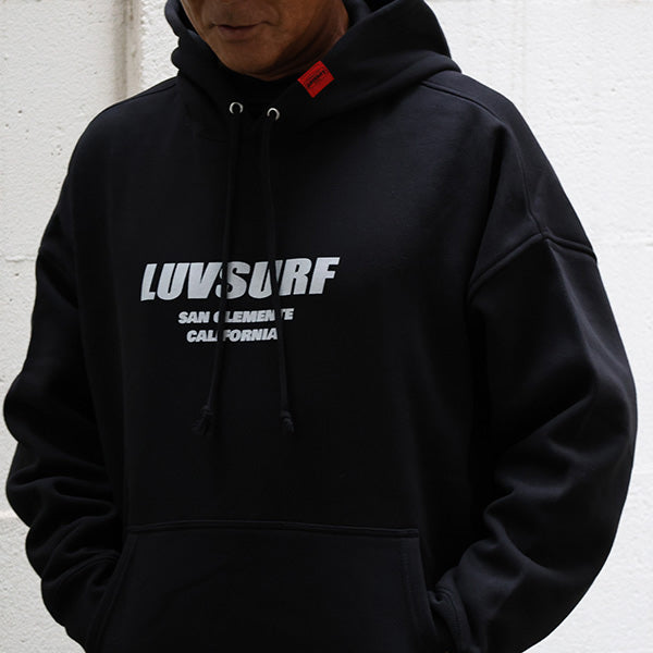 『Luvsurf』10ozビッグシルエットスウェットプルオーバーパーカ[SUB WAY] BLACK（裏起毛）