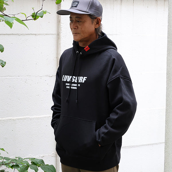 『Luvsurf』10ozビッグシルエットスウェットプルオーバーパーカ[SUB WAY] BLACK（裏起毛）