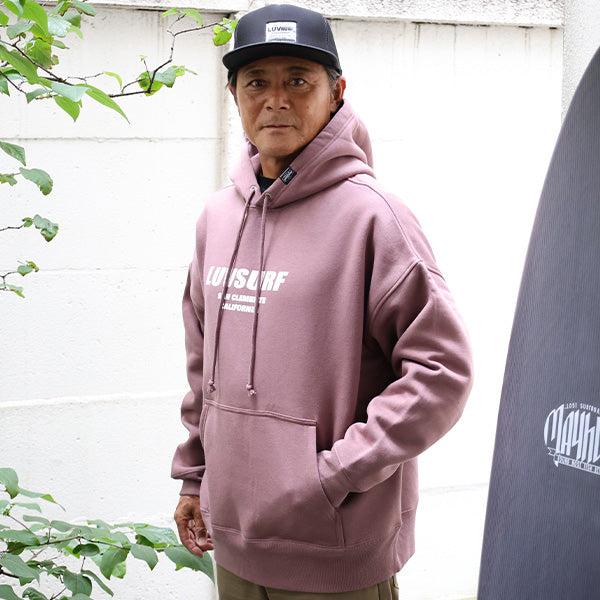 『Luvsurf』10ozビッグシルエットスウェットプルオーバーパーカ[SUB WAY] MERLOT（裏起毛）