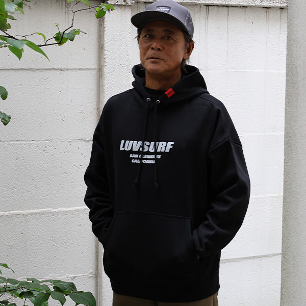 『Luvsurf』10ozビッグシルエットスウェットプルオーバーパーカ[SUB WAY] BLACK（裏起毛）
