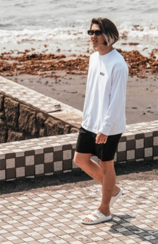 HERITAGE LOGO Hybrid Long Sleeve Rashguard T-Shirt / WHITE Amphibious